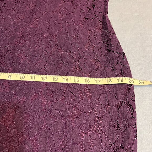 Lauren Ralph Lauren Women's Sheath Dress Lace Purple Size 10 Cap Sleeve V-Neck - Picture 9 of 11